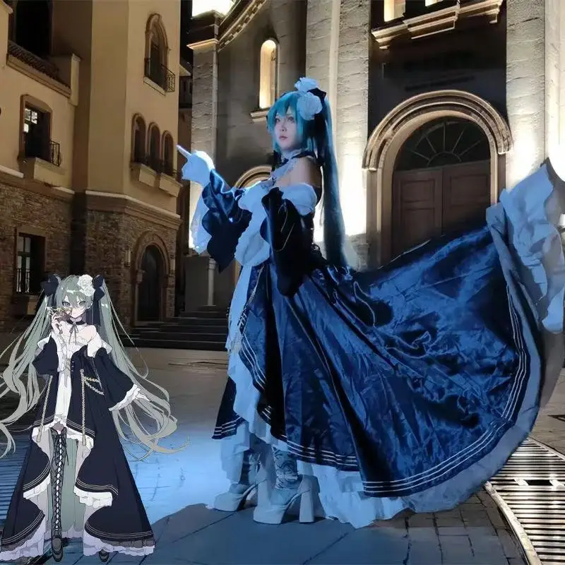 

Cosplay Miku Costume Evening Gown Grand Ball Gown with Full Skirt Halloween Christmas Attire