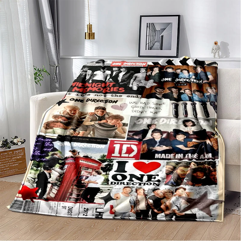3D One D-Direction Popular Singer Flannel Blanket Soft Warm Throw Blanket for Bedroom Living Room Bed Travel Camping Picnic Gift