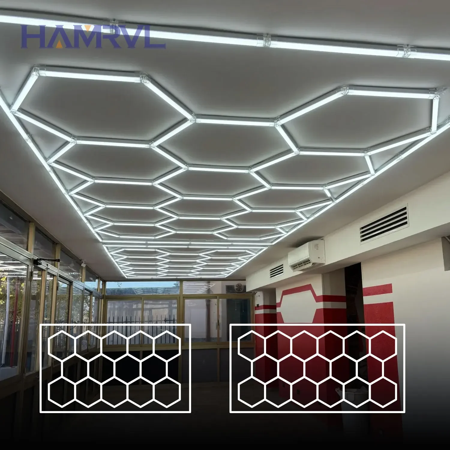 lampada hexagonal para garagem 110v240v tubo led iluminacao de teto para reparo de carroceria de carro oficina 01