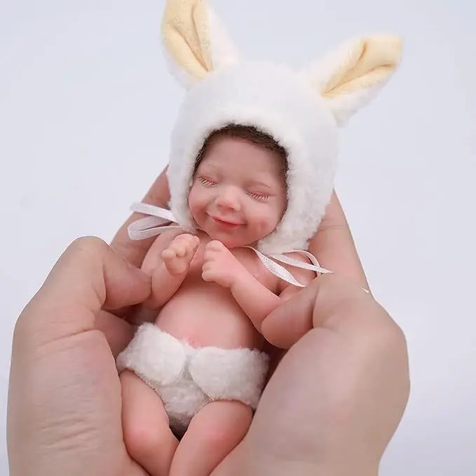 

6 Inch Realistic Simulation Reborn Doll Toy Soft Solid Silicone Cute Reborn Newborn Doll Can Be Bathed Baby Interactive Toy Gift