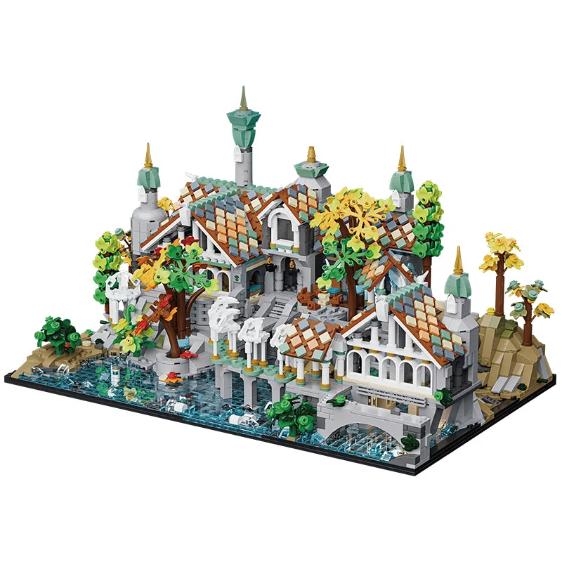 City Street View Architecture Europe Garden Villa Building Block Streetscape Model Sets Brick Assembly Toy With Light For Gifts