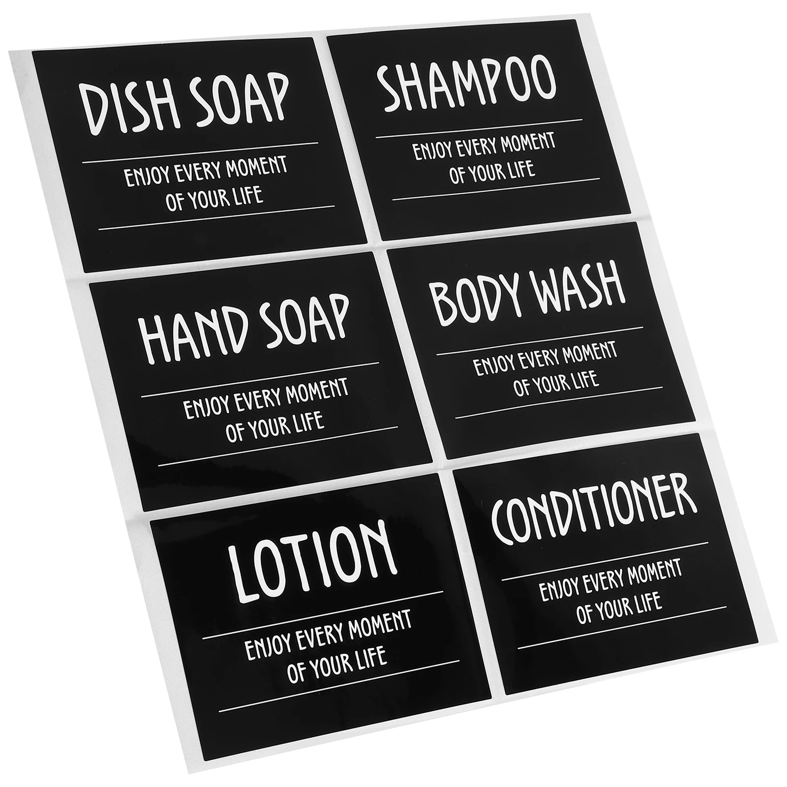 

6pcs 1 Sheet Waterproof Shampoo Sub-Bottle Pvc Self-Adhesive Lotion Bottle Labels Bathroom Dispenser Travel Shampoo Sample Label