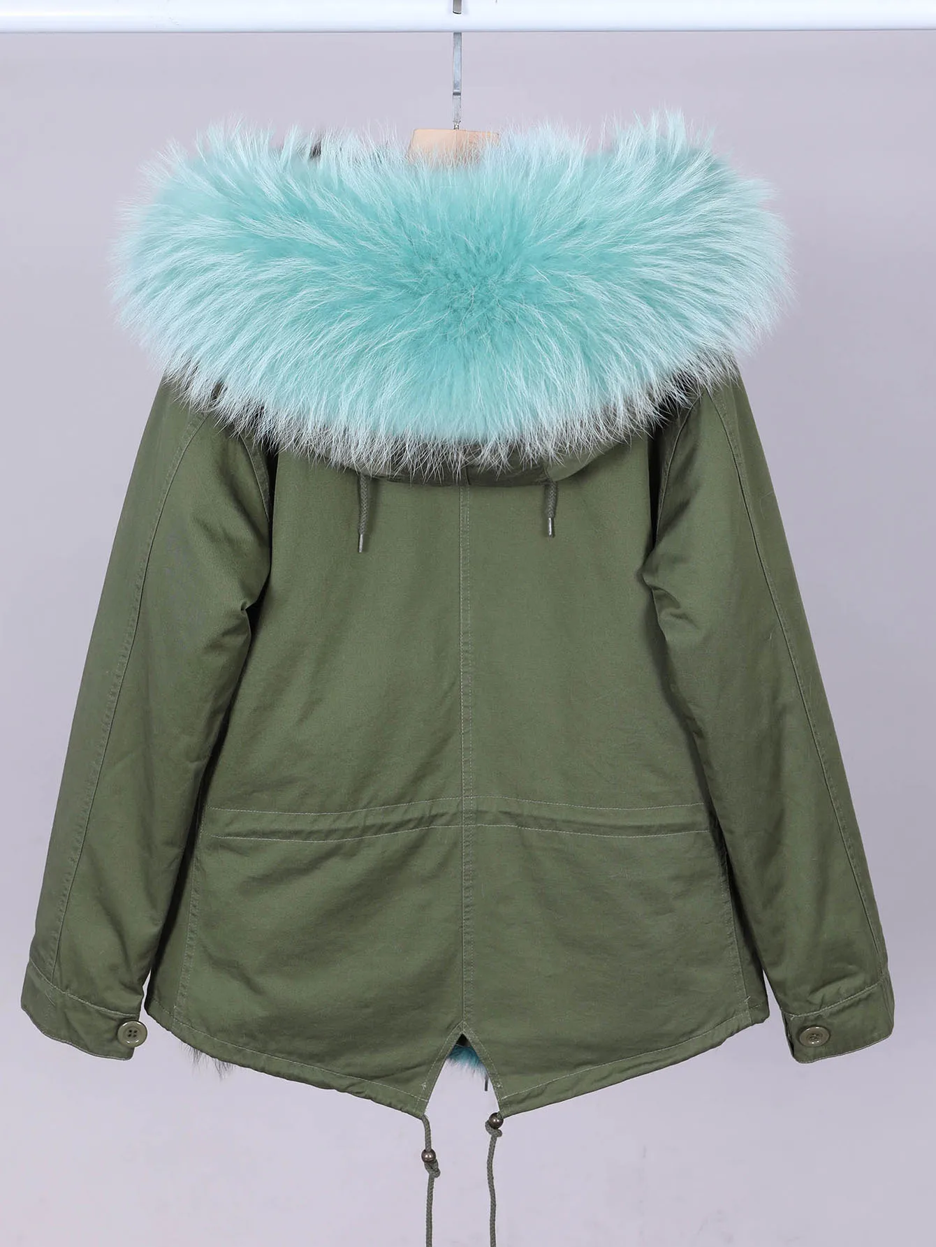 Green Detachable Natural Fox Fur Lined Snow Jacket Embroidered Hood Winter Women's Parka Coat Jacket Maomaokong