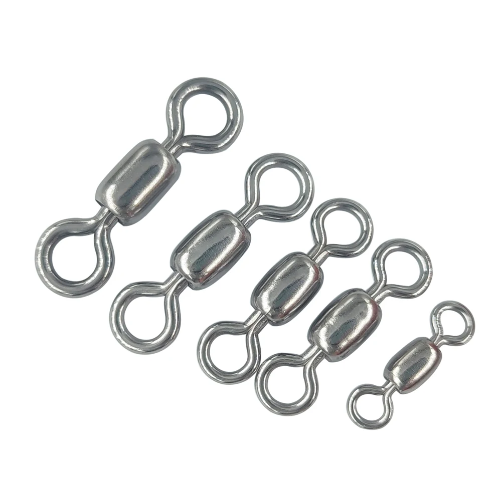 20-1000 PCS 304 Stainless Steel Fishing Crane Rolling Swivel Barrel Fishing Swivels Hook Line Connector Fishing Tackle