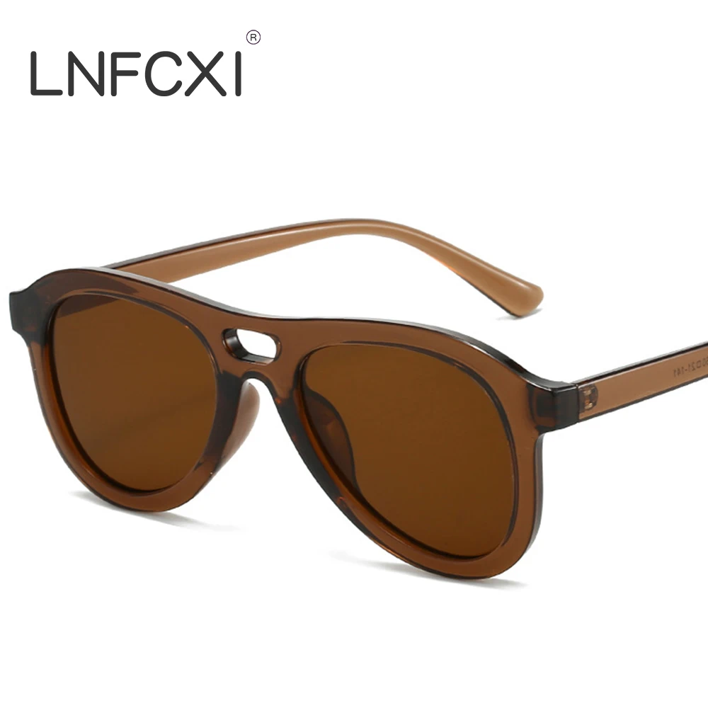 LNFCXI Vintage Double Bridges Pilot Men Sunglasses Fashion Shades UV400 Women Olive Green Sun Glasses