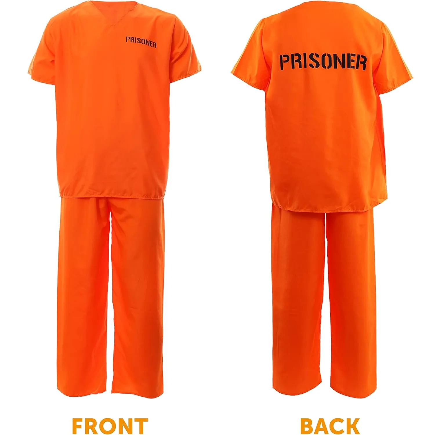 Adults Unisex Convict Halloween Cosplay Costume Inmate Orange Prisoner Jumpsuit Jailbird Outfits for Men and Woman