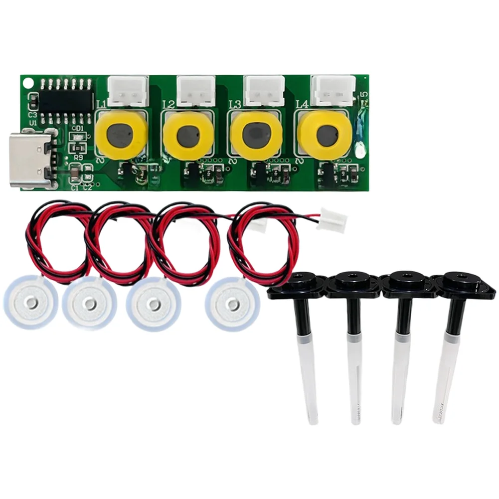 4 Port USB Humidifier Module for Plant Hydration Systems 5V DC 108KHz Frequency Atomizing Plate Switch 57.5x20mm
