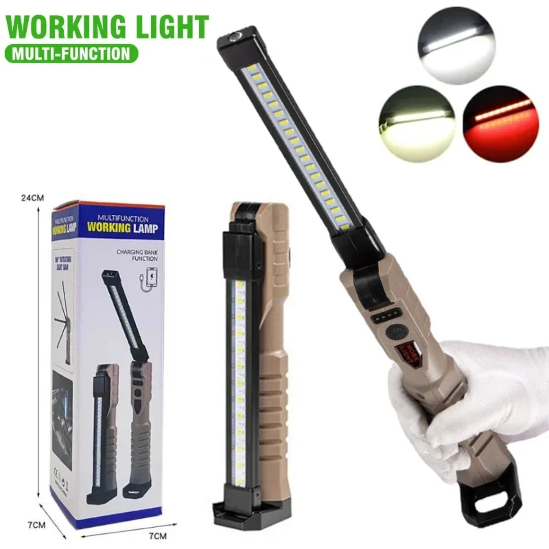 

Портативный складной светодиодный фонарик с подвесным крючком, 5 режимов, рабочий свет COB, USB перезаряжаемый аварийный уличный фонарь для кемпинга