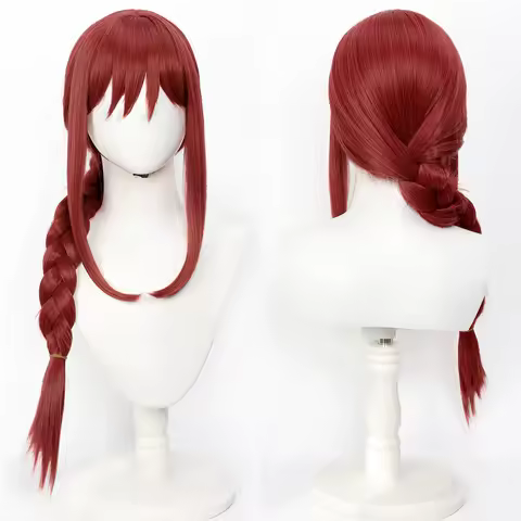 Cospaly Wigs Anime Makima Wigs with Medium Long Black Braided Synthetic Cosplay Wig with Bangs Chainsaw Men braided Cospaly wig