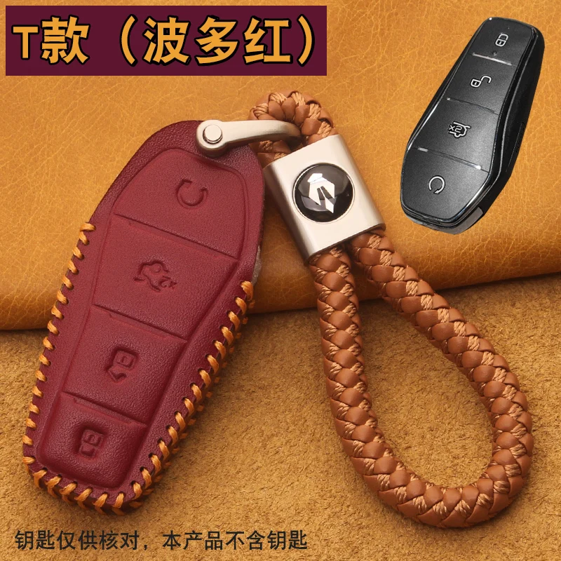 For Byd Yuan Pro Atto 3 Song Qin Plus EA1 Seal Dmi Leather Car Key Bag Case Wallet Holder Key Cover Key Chains Car Accessories