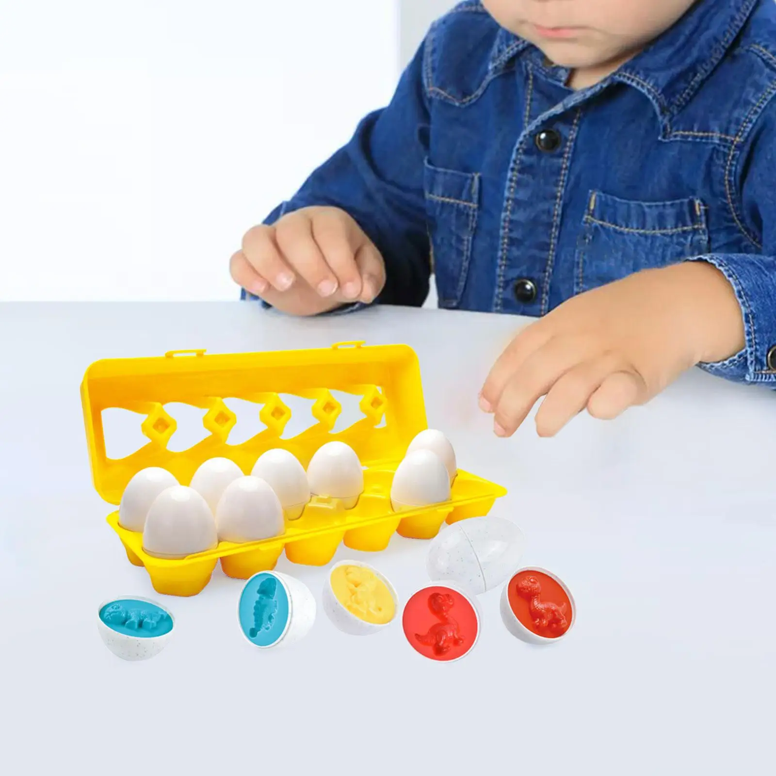 12 Pieces Matching Egg Play Set Sorter Puzzle Toys Educational Matching Puzzle Eggs for Babies Preschool 3 4 5 6 Years Old