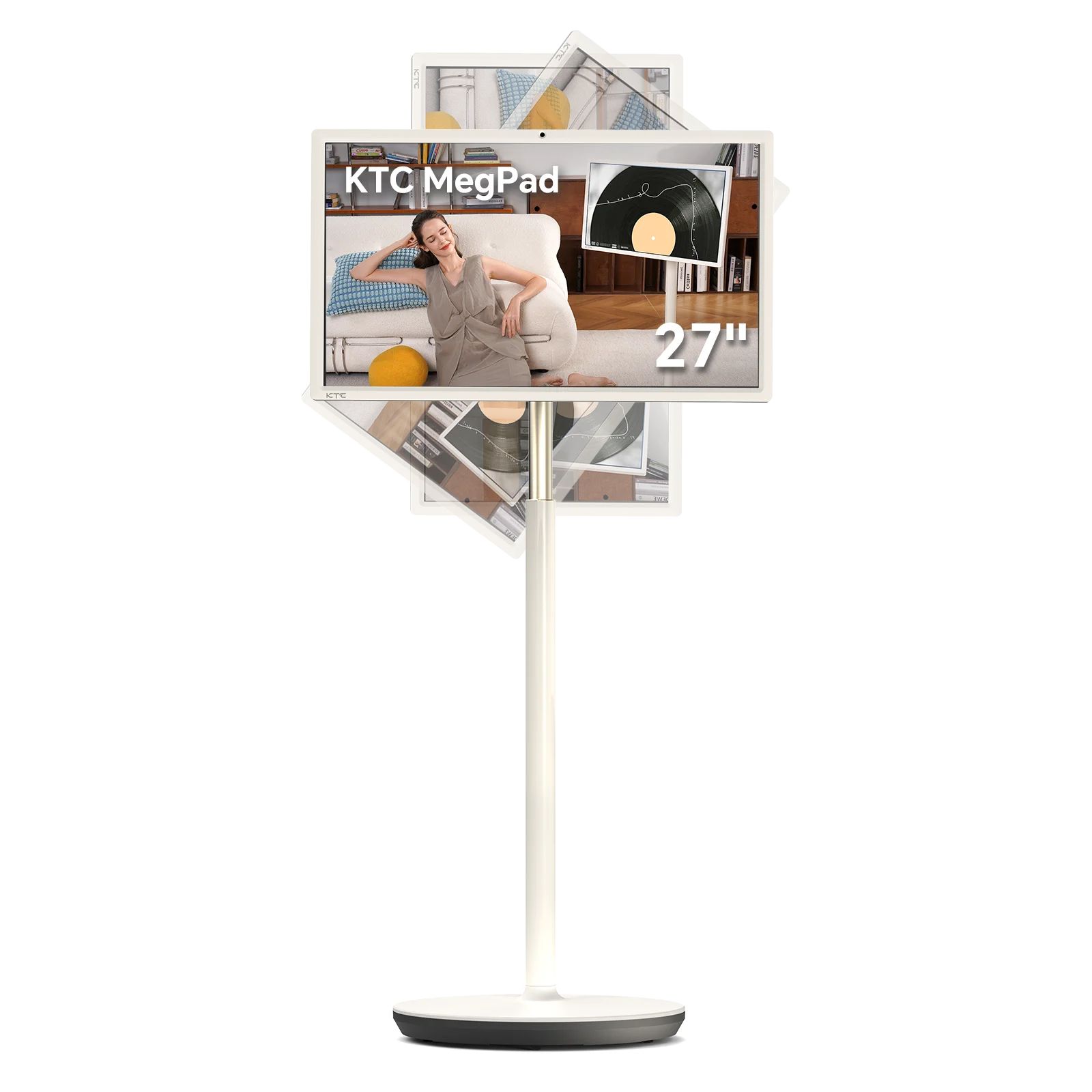 

KTC MegPad 27-дюймовый портативный экранный телевизор — монитор с сенсорным экраном 1080P на колесах с камерой 8 МП, совместимый с Google TV