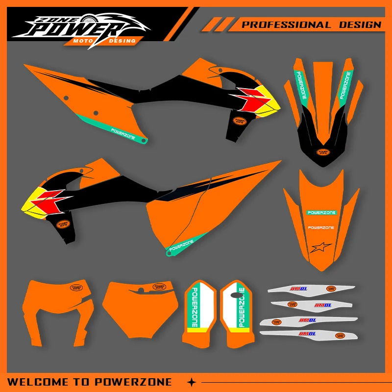 

Графика Powerzone для KTM SX SXF 2019-2022 EXC EXC-F 2020-2023 200 250 300 350 наклейки наклейки мотоцикл фон на заказ 10