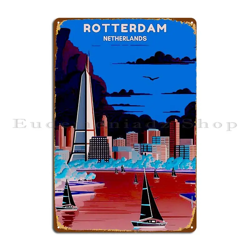 Rotterdam Netherlands Vintage Abstract Travel And Tourism Advertising Print Metal Plaque Printing Wall Decor Home Cinema