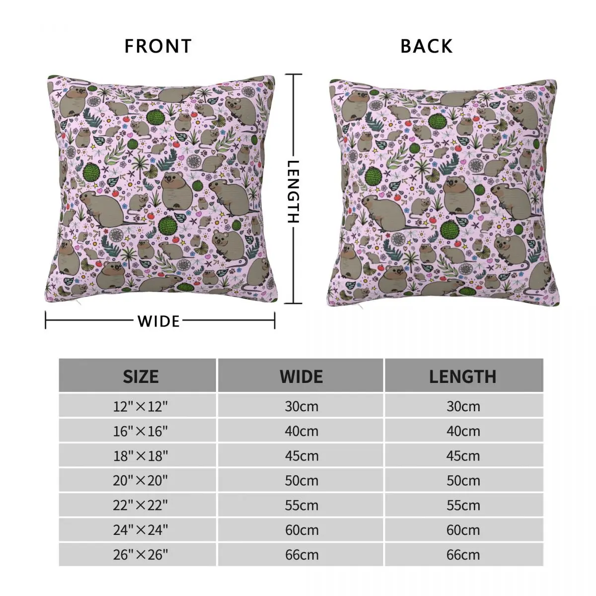 Quokka Pillowcase Polyester Linen Velvet Creative Zip Decor Pillow Case Sofa Cushion Case 45x45