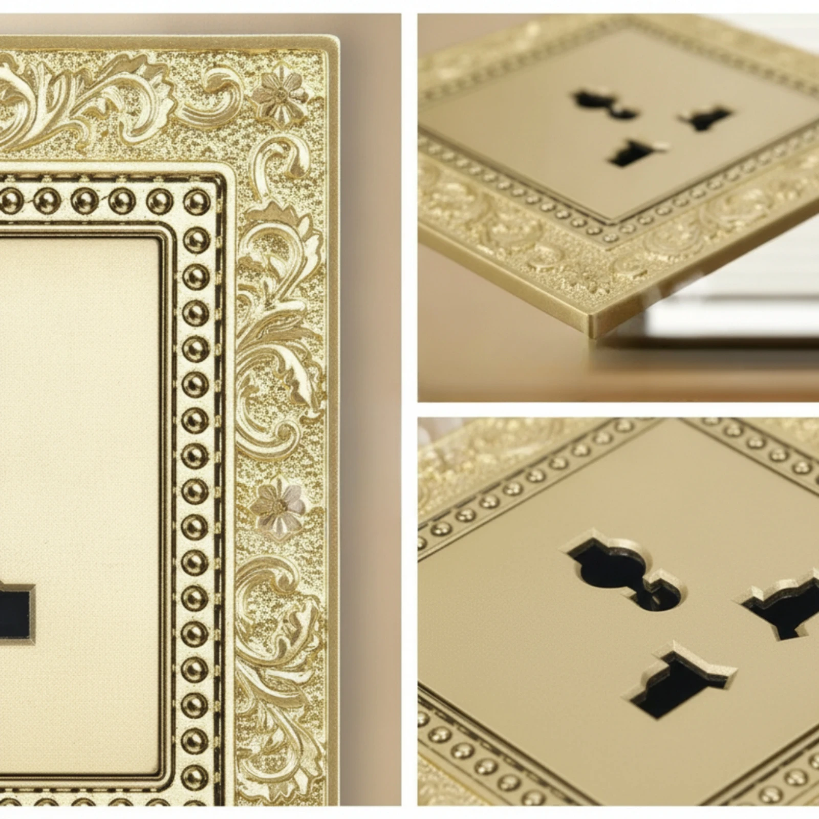 Socket with Faceplate Retro Outlet Panel Hardware Embossed for Living Room, Bedroom