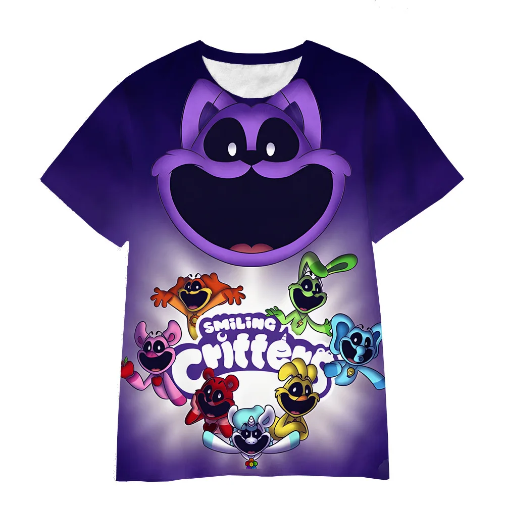 

2025 New Children's T-shirt Smiling Critters 3d Printed Charming Short Sleeve Boys and Girls Top Street Shirt Fashion Clothing