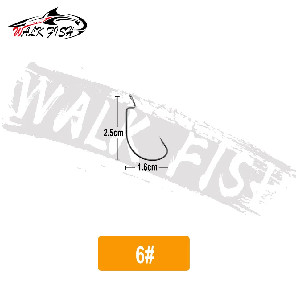 WALK FISH 50 Stück 2,3-5,5 cm Angelhaken aus Kohlenstoffstahl, breiter Crank-Haken, versetzter Angelhaken, Angelhaken für Weichköder, Widerhaken, Karpfenhaken – Detail 3