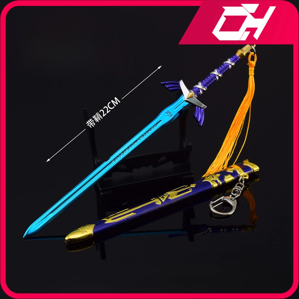 The Hyrule Fantasy Weapon 22cm Master Sword Keychains Game Peripheral Metal Weapon Model Katana Accessories Keychain Gifts Toys