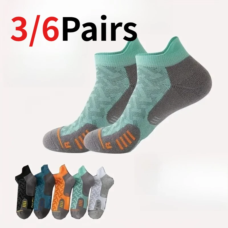 

1/3/6 пар мужских профессиональных спортивных носков до щиколотки с утолщенной махровой подошвой, быстросохнущие, влагоотводящие, дышащие, для бега и фитнеса