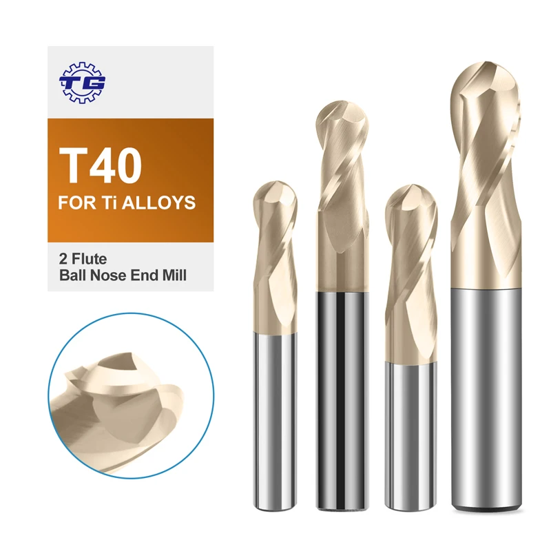 Titanium Alloy T40 Series T40-B2/Double Groove Ball End Mill High Performance Machining Tools