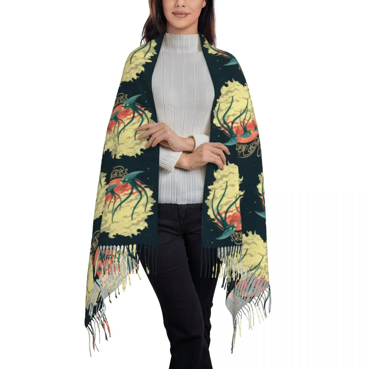 War Of The Worlds Scarf Tassel Scarves Women Soft Warm Shawls and Wraps Large Fall Winter Shawl Wrap