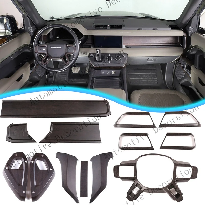 Z+ Wood Grain Center Console Dashboard Trim Set Kit For LR Defender 110 2020-24