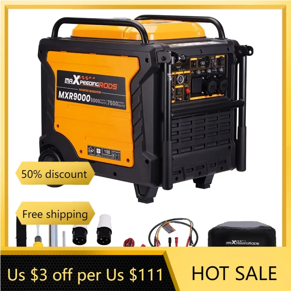 Petrol Generators Inverter Petrol Generator Portable 7500W E-start with ATS Interface and wheels Variable frequency generator