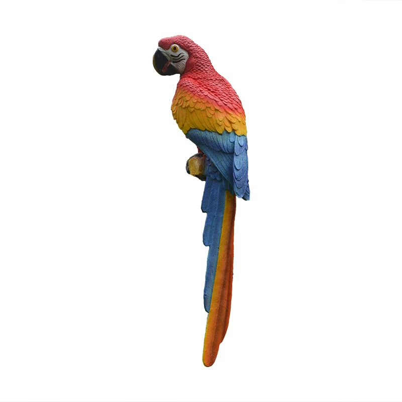 Resin Realistic lifelike parrot statue garden outdoor tree decoration tropical macaw parrot sculpture ornament