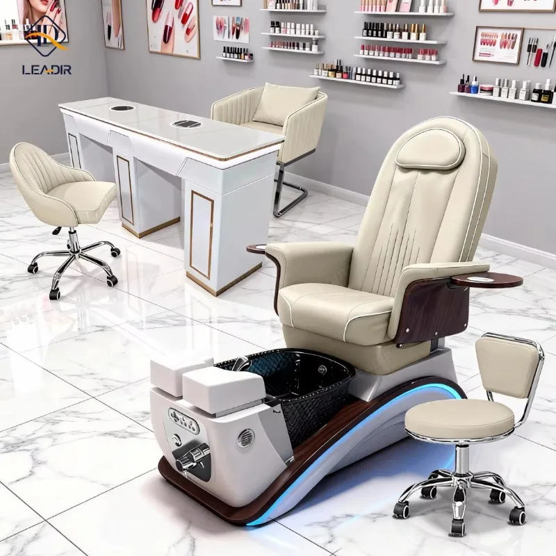 

Custom Pedicure Chair With Foot Massage Pedicure Foot Spa Chair and Manicure Table Set for Nail Salon