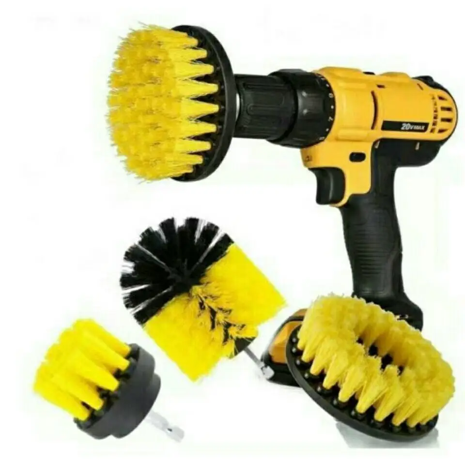 3 Pcs/Set Power Drill Brush Set - Portable Scrubber Cleaning Tool Kit for Bathroom Kitchen Grout Floor Tub Shower Tile Surface