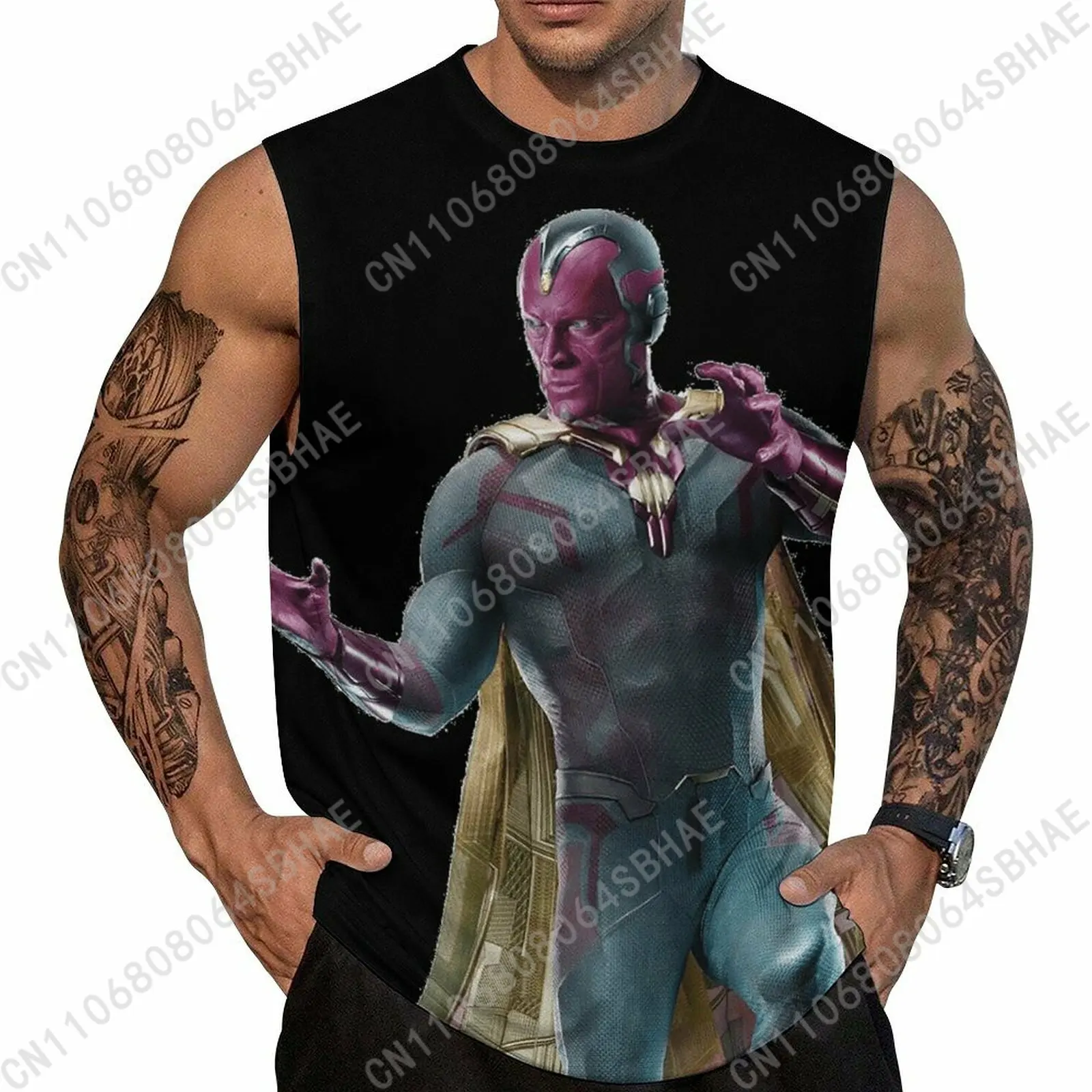 

Marvel Vision Custom Men's Sleeveless Shirt Personalized Tank Top Wear Summer Vest Tops Men Daily Use Cosplay
