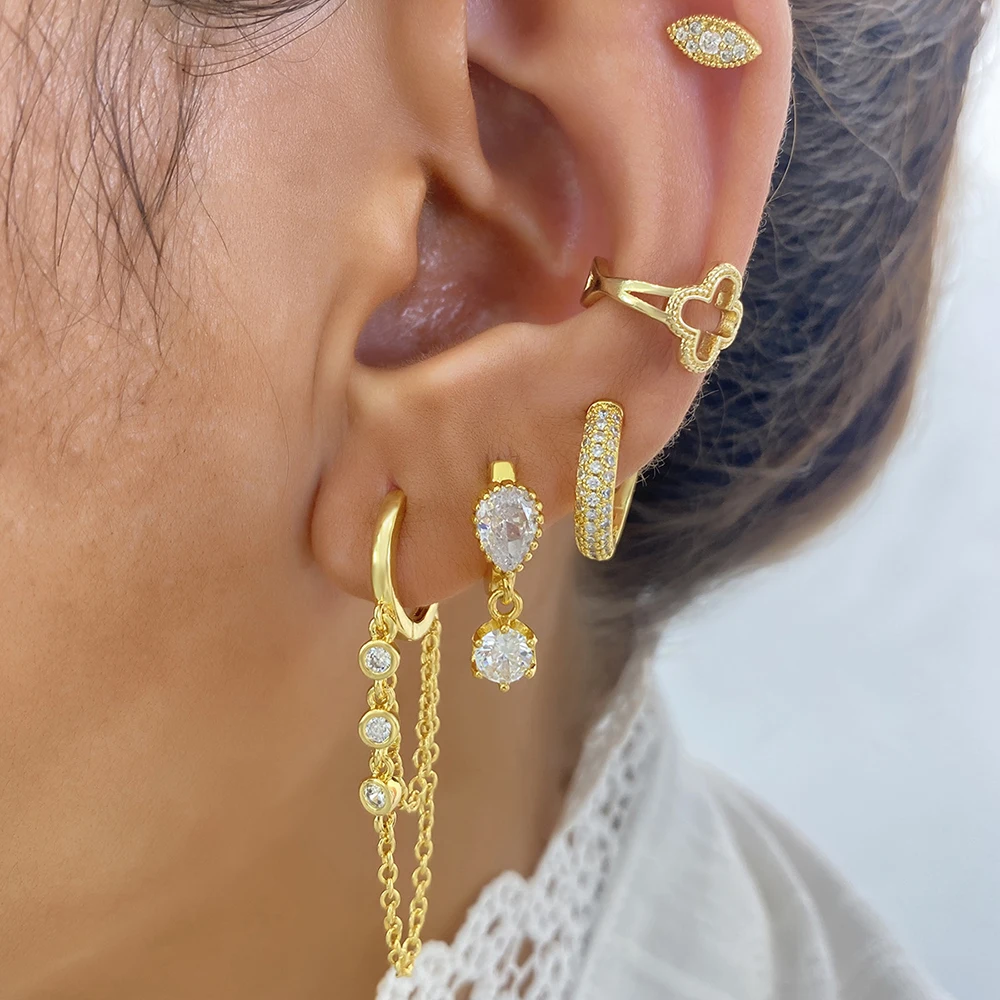 3 шт., модные круглые длинные серьги-цепочки из нержавеющей стали для женщин, позолоченные серьги-кольца Y2K 18 К, серьги-кольца в стиле панк, унисекс, рок-ювелирные изделия