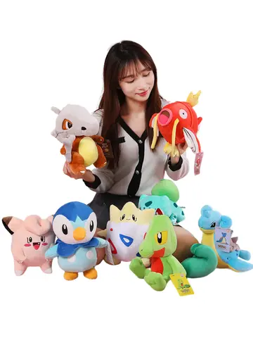 POKEMON Original Plush Toy Gengar Pikachu Kawaii Charizard Genuine Plush Doll Soft Cute Cartoon Piplup Toys for Kids Gift