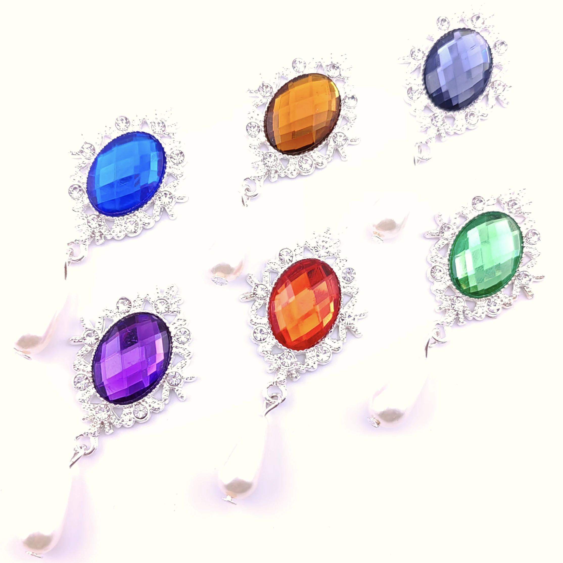 10PCS Oval Acrylic Pearl Flat  Pendant DIY For Clothing Jewelry Accessories