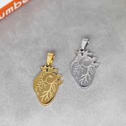 2pcs/lot Organ Heart High Quality Stainless Steel Pendant Charm For Jewelry Making DIY Craft Necklace Doctor Punk Accessories