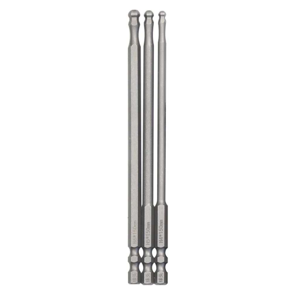 1pc 150mm Ball End Hex Screwdriver Bit Metric Hex Bit Long Magnetic Driver Bit H4 H5 H6 For Automotive Household Manufacturing