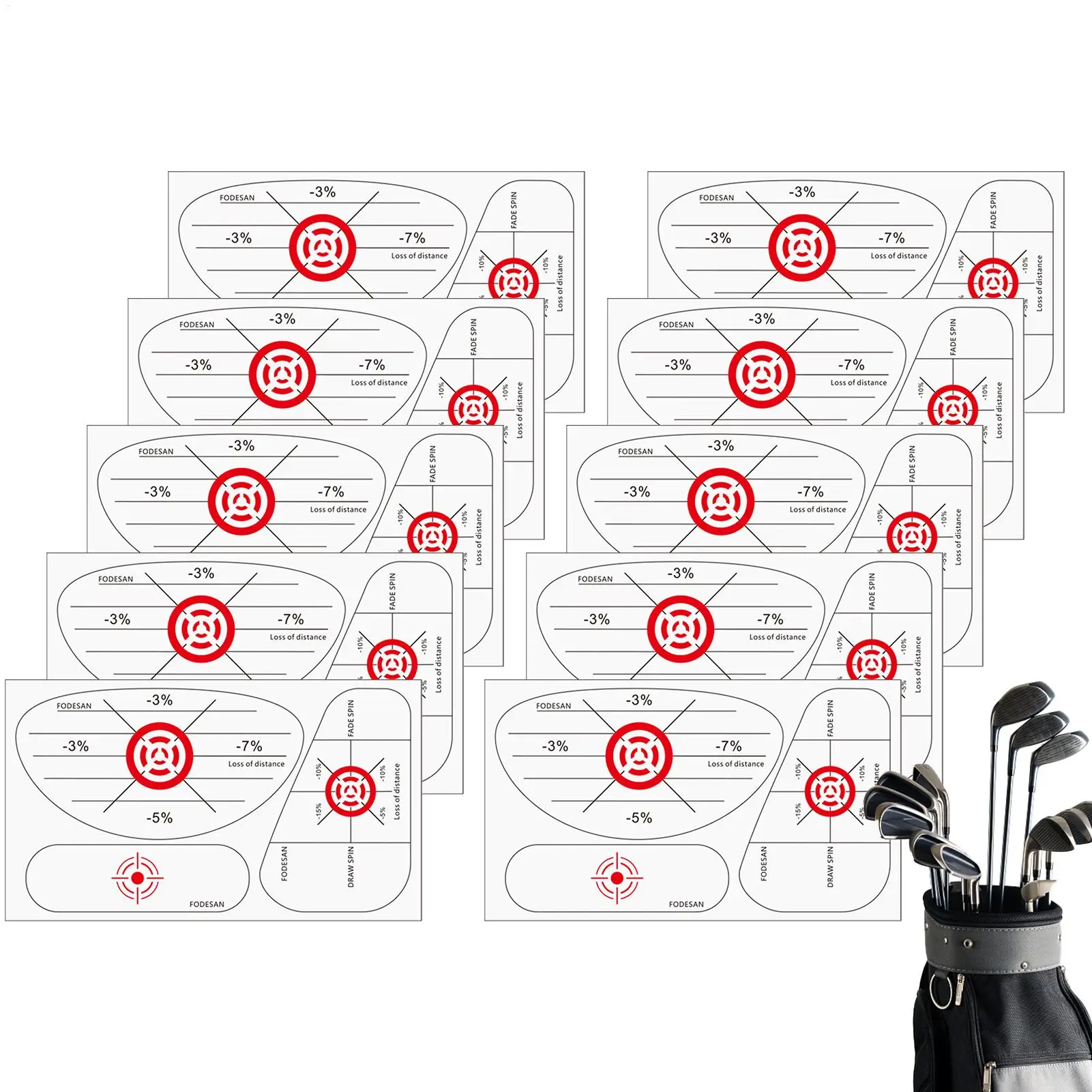 

Новые наклейки для ударов в гольфе, 10 листов, этикетки для выравнивания, тренировочное пособие для водителей гольфа для женщин, спортсмен, качающиеся в помещении и на открытом воздухе