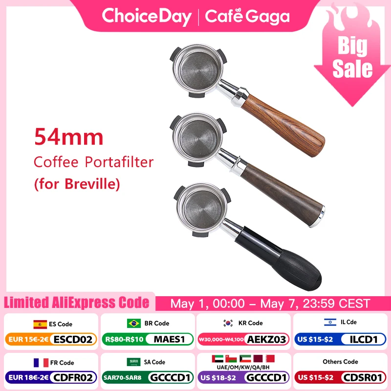 

54mm Coffee Bottomless Portafilter Naked For Breville Sage 870 878 880 Filter Basket Espresso Machine Accessories Barista Tools