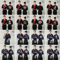 1 Juego de uniforme de cocinero de estilo japonés con delantal, Kimono Unisex, servicio de comida, camisetas de Chef, pantalones, monos de trabajo de camarero de restaurante de Sushi