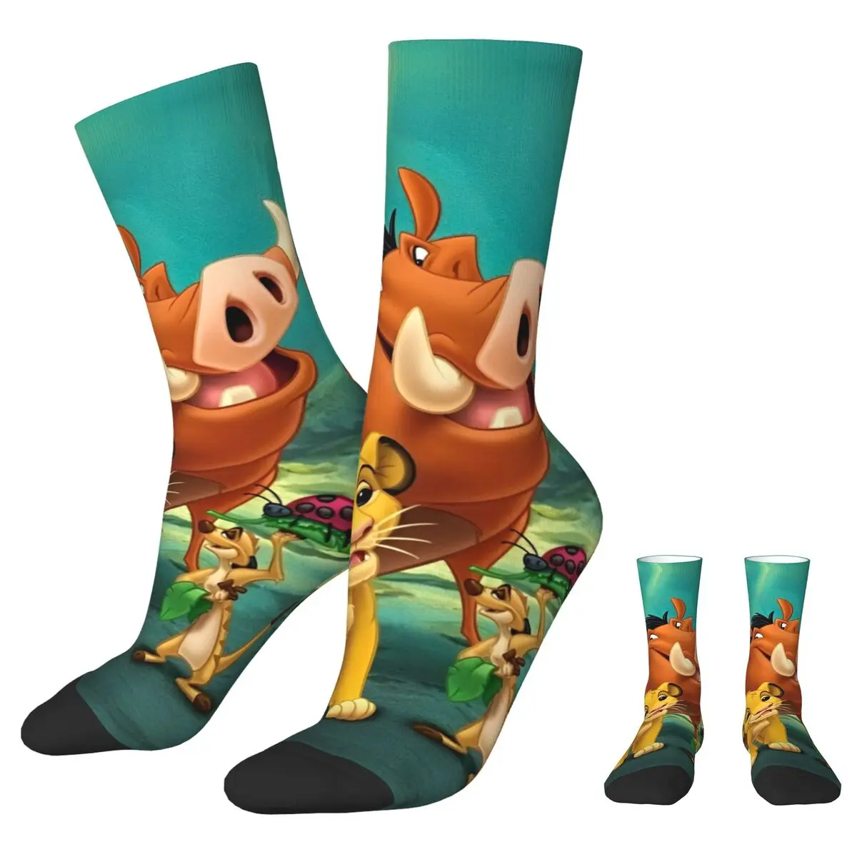 Hip-hop Lion King Simba Cartoon Sports Socks Hakuna Matata Polyester Middle Tube Socks for Unisex Breathable