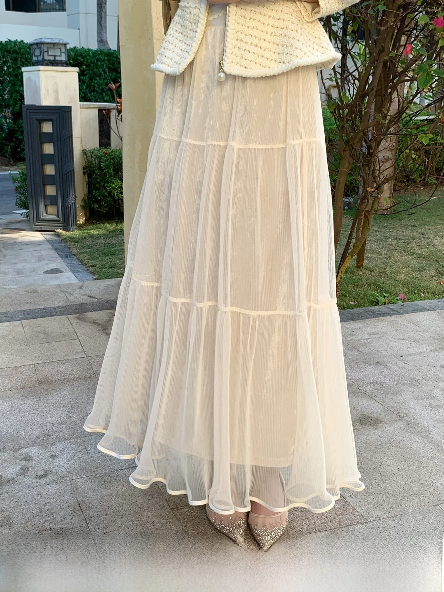 

Юбка миди Kun Total с высокой талией А-силуэта, персикового цвета, для женщин, весенняя коллекция, стройнящая, новая, из полиэфирного волокна