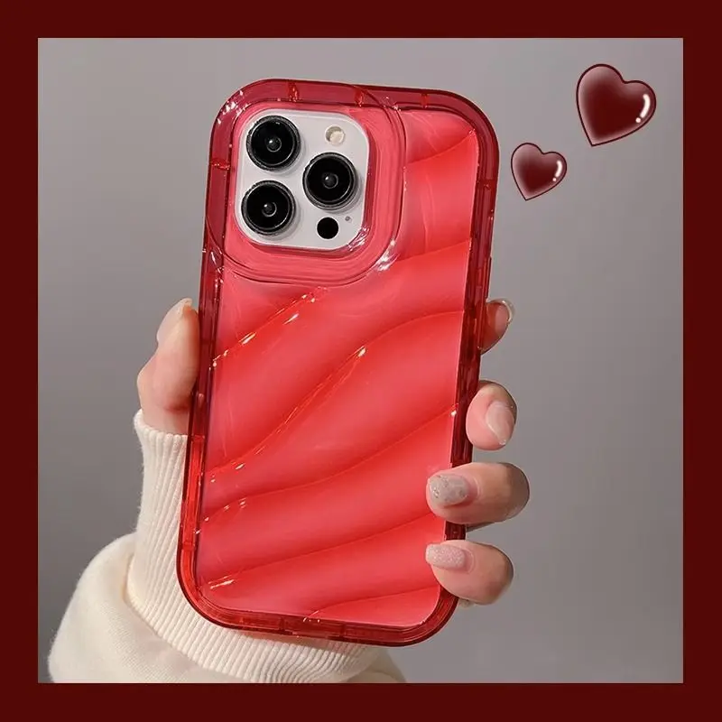 Airbags Phantom Water Ripple Shockproof TPU Red Armor Case for iphone 16 15 14 13 12 11 Pro Max X Plus Lens Anti-fall Protection