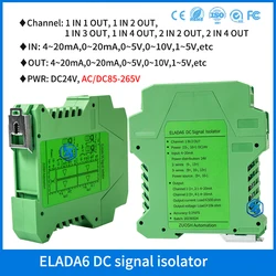 DC Signal Isolator 4-20mA 0-10V 0-5v 2 Wires Analogue Signal Distributor Converter Signal Isolated Transmitter 2 input 4 output