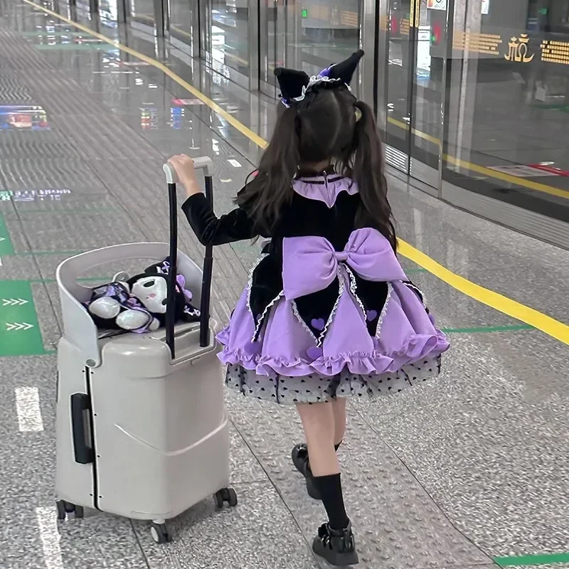 Vestido de Aoger Sanrio Kuromi Lolita para primavera y otoño, accesorios de dibujos animados para fiesta, vestido de juego de rol, regalos, juguetes, gran oferta, 2024