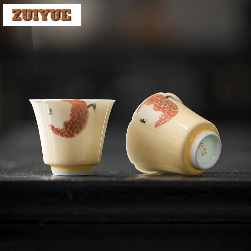 40ml Hand Drawn Lychee Tea Cup Household Kung Fu Master Cup Ancient Cup for Tea Smelling Cup Chinese Teaware Collection Gifts