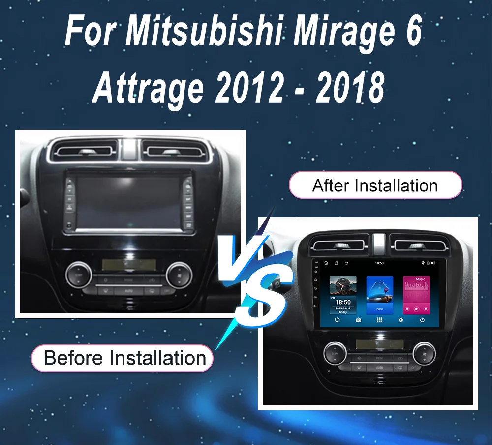 Android 15 Car Radio For Mitsubishi Mirage 6 Attrage 2012 2013 2014 2015 2016 2017 2018 Navigation GPS Multimedia Player Carplay