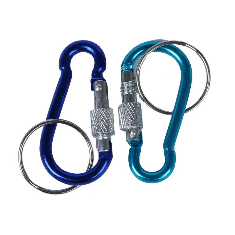 7 Pcs 5 Screw Lock Mini Multicolor Aluminum Carabiner Hook & 1X With Combination Padlock 3 Digits Numbers Padlock