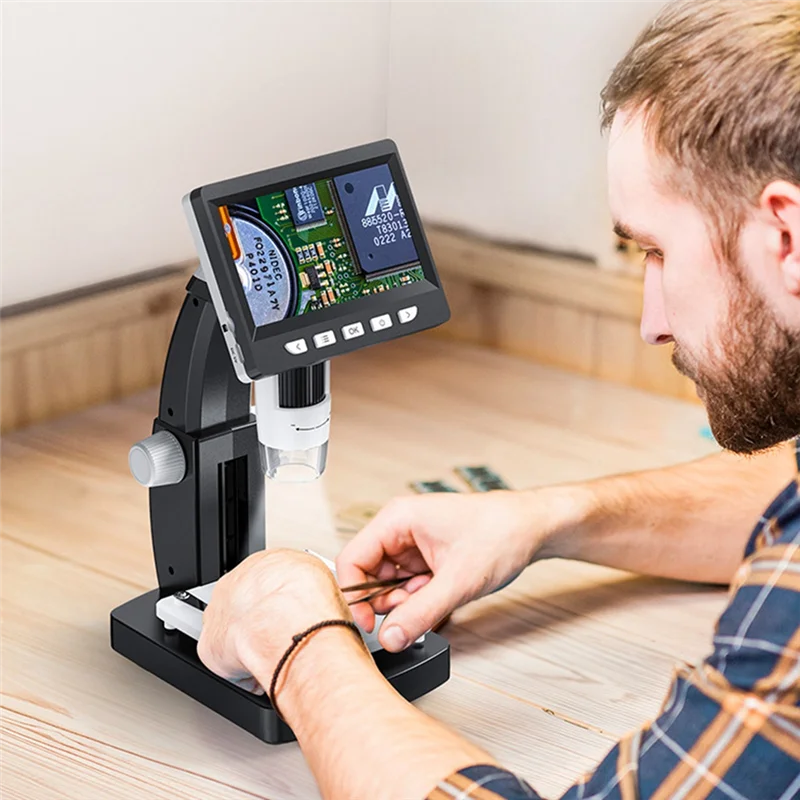 Microscope numérique Y43A-4.3 pouces grossissement 1000X Microscope de pièce USB 8LED Microscopes électroniques pour ordinateur