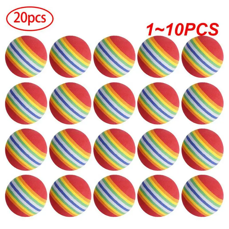 

1~10PCS Golf Ball 38mm EVA Foam Soft Rainbow Stripe Golf Training Ball Swing Golf Club Beginner Practice Training Aids Ball